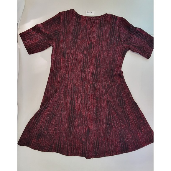 H by Halston Women's Burgundy Black Textured Short Sleeve‎ A-Line Dress Size S - Picture 5 of 5